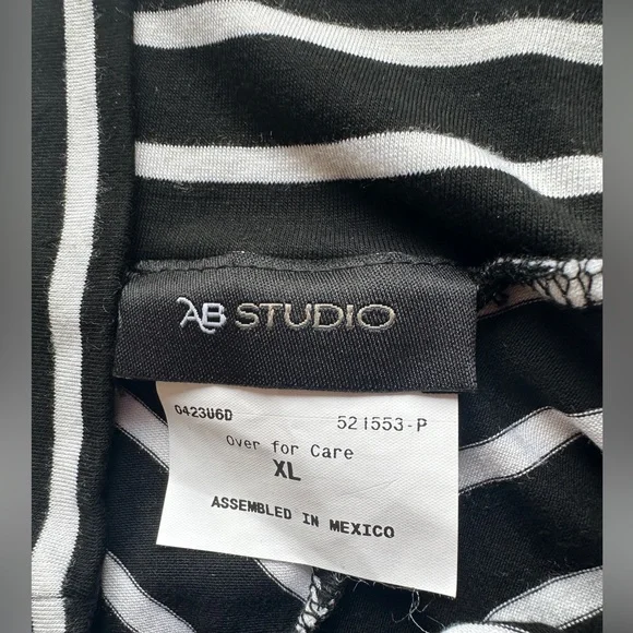 NWT AB Studio Black White Stripe Soft Stretch Flowy Maxi Skirt Women’s XL - Picture 2 of 8